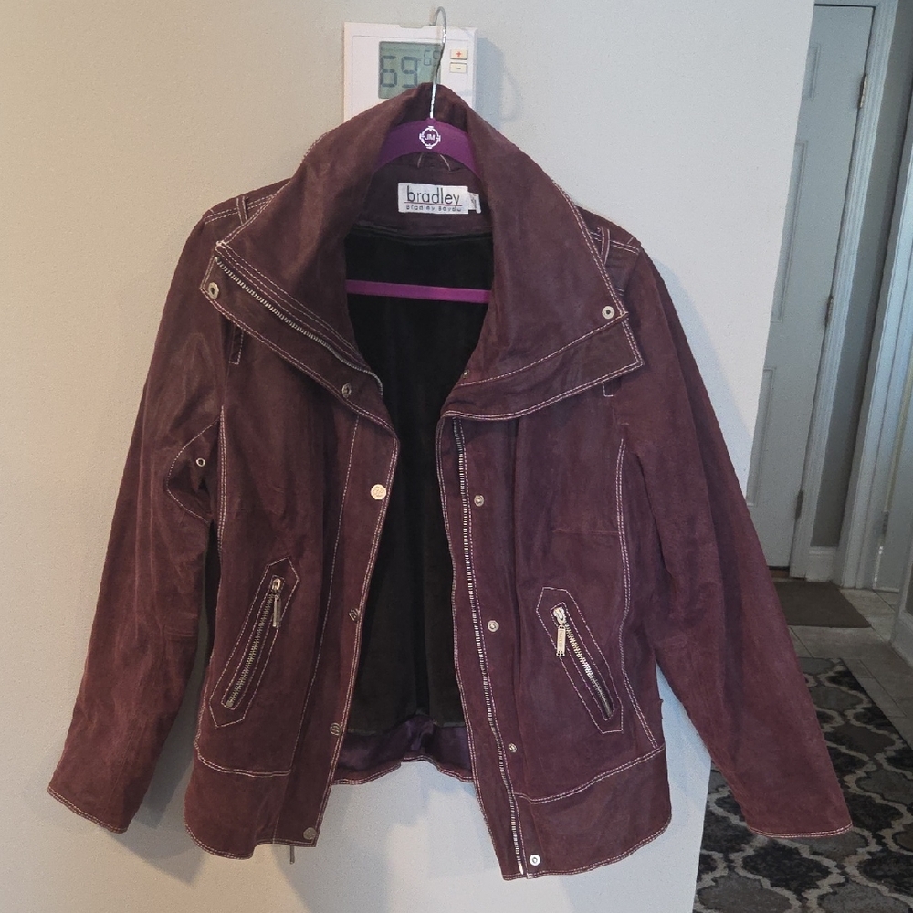 Bradley Bayou Suede Purple Moto Jacket M